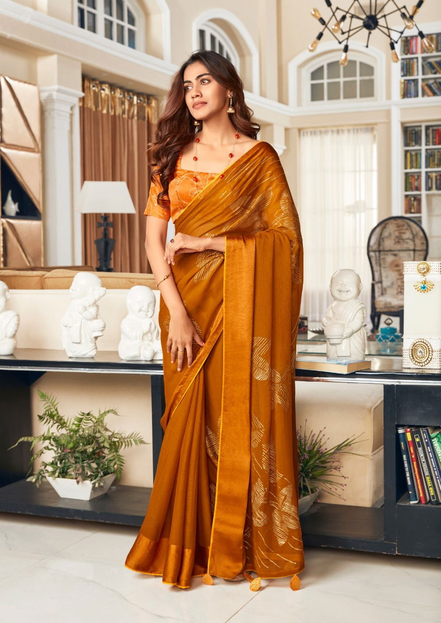 Sr Utsav Printed Chiffon Designer Fancy Party Wear Saree Collection